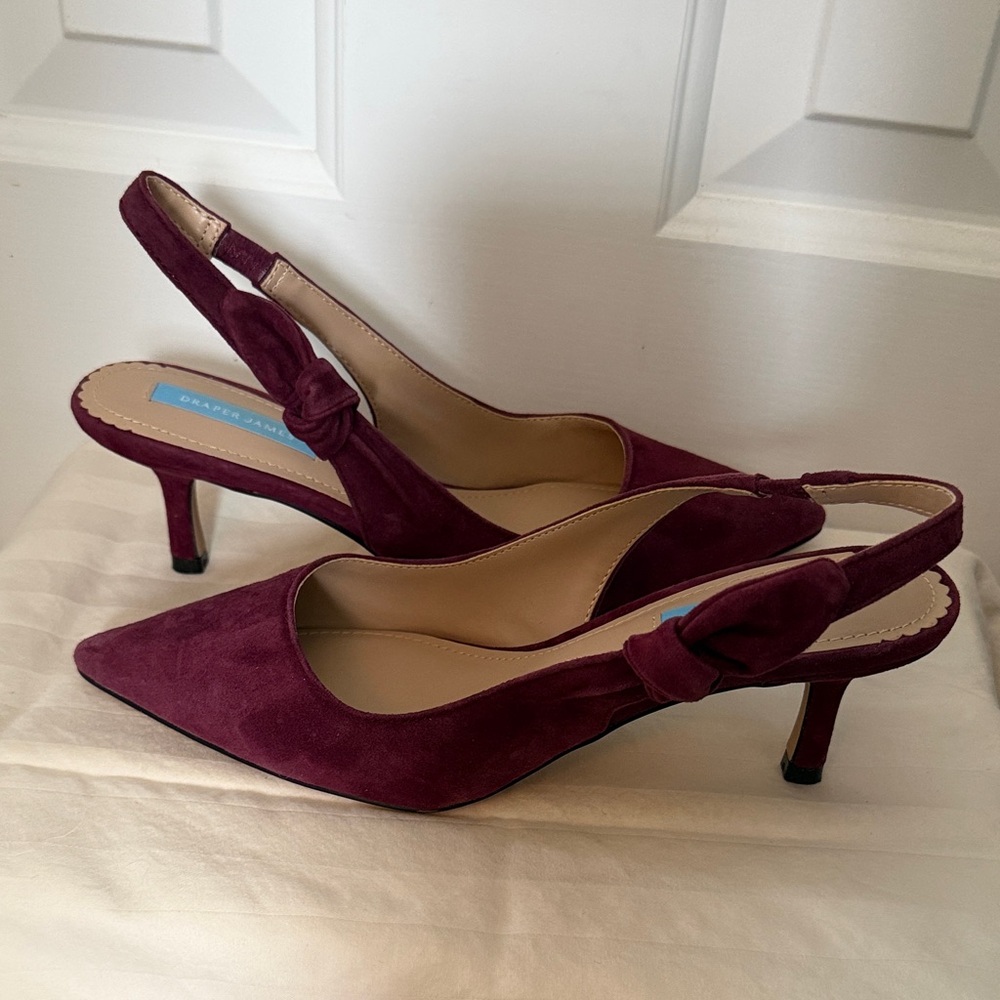 Draper James Burgundy Suede Slingback Heels